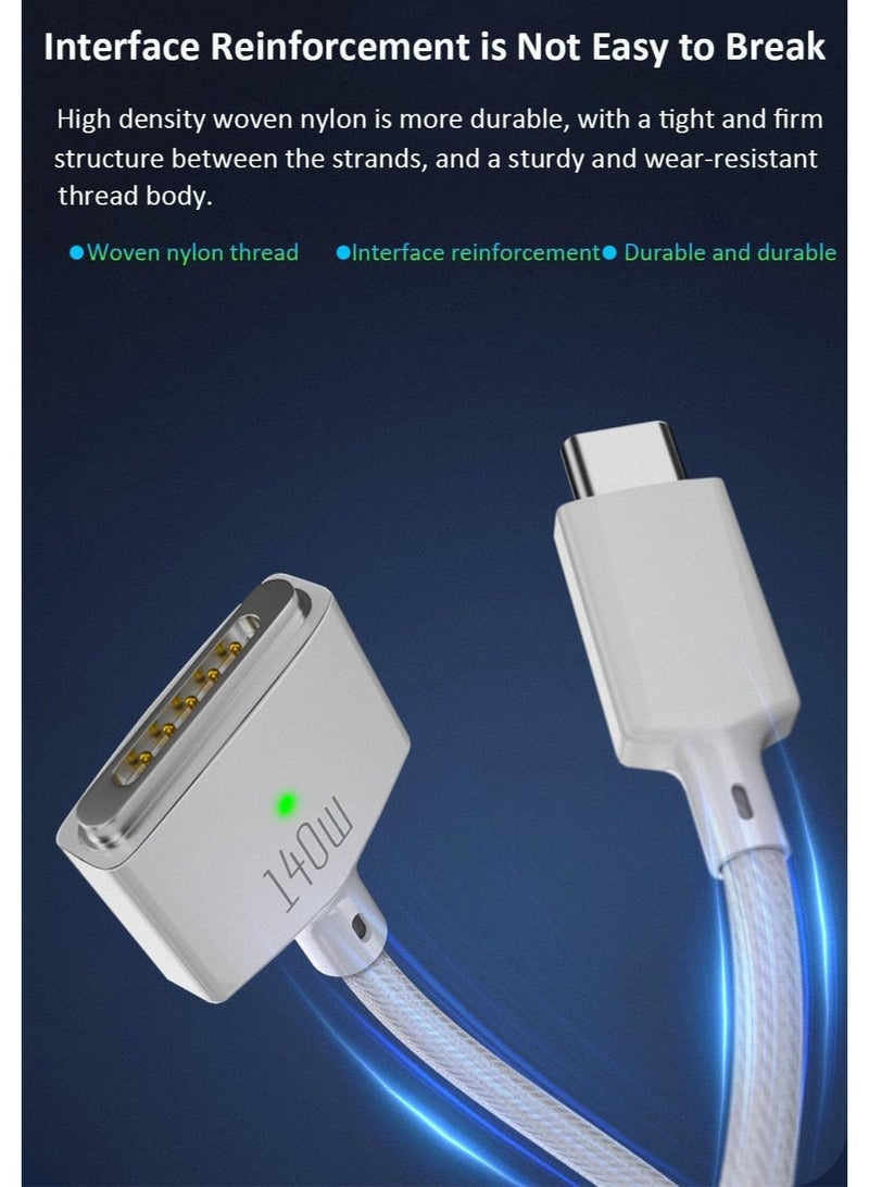 M.A&F's كابل USB C إلى مغناطيسي 3، شحن سريع 140 واط PD بطول 2م، متوافق مع كابل شحن Magsafe 3 لجهاز MacBook Pro 2024 M3 Pro و Max، MacBook Air 2022 M2، MacBook Pro 2023 M2 Pro - Image 4